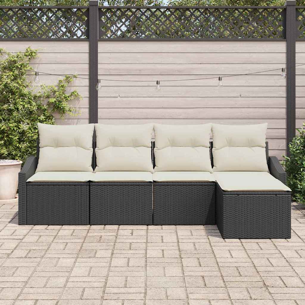 Garten Essgruppe mit Kissen 5 pcs Schwarz und Creme